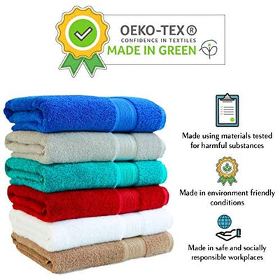 TRIDENT Soft and Plush, 100% Cotton, Highly Absorbent, Bathroom Towels, Super Soft, 6 Piece Towel Set (2 Bath Towels, 2 Hand Towels, 2 Washcloths), 500 GSM, Teal